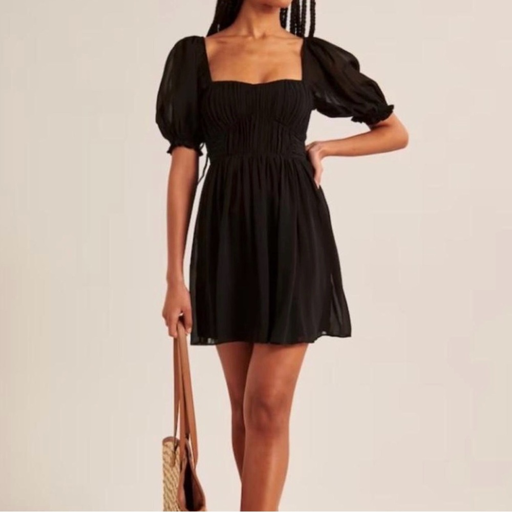 Abercrombie & Fitch Black Puff Sleeve Babydoll Dress size Small
